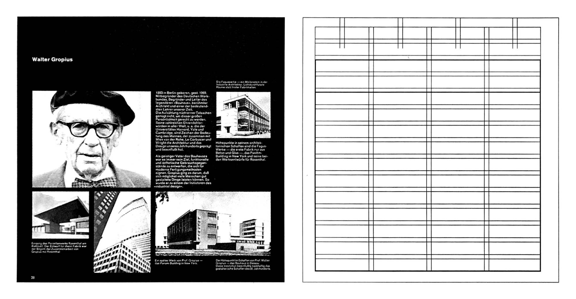 Sample page from the catalog showing the use of the 4 column, 15 row grid to layout an arrangement of images and text.